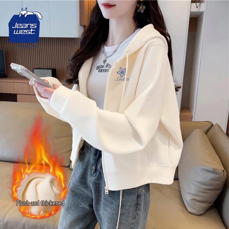 

JEANSWEST CLUB Women s Loose Fit Fleece-Lined Hooded Cardigan Jacket 2XL