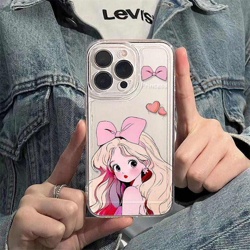 Pink girl princess applies to iPhone17promax Apple 16 mobile phone case 14/13 transparent 15 all-inclusive x