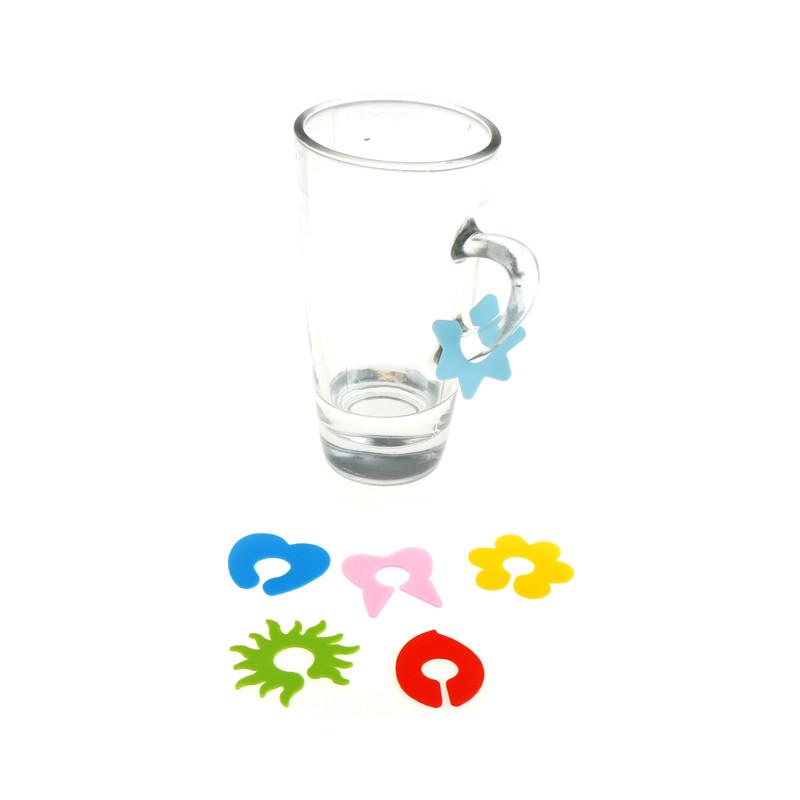 6Pcs Silicone Wine Glass Cup Marker Labels Recognizer Party Drinker Marker