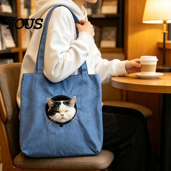 Anti Escape Pet Travel Backpack Cat Carrier Bag, Canvas Shoulder Bag with Adjustable Head Window, Safety Fashionable for Buckle, Cute Pig Print,