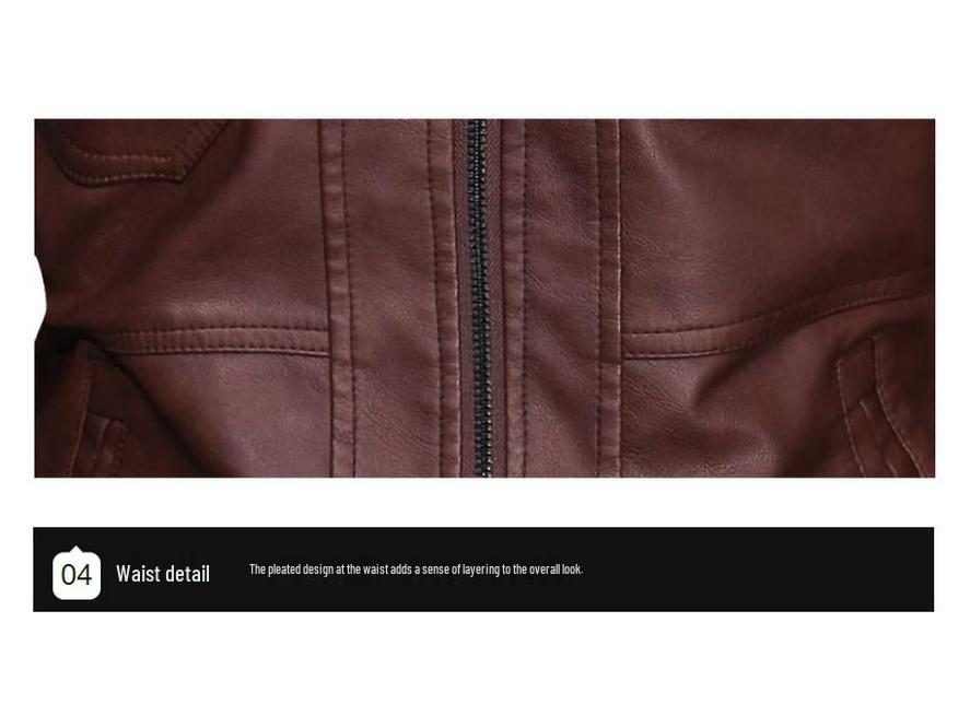 Youth Black Leather Jacket with Stand Collar and Zipper Welt Pockets, Hooded Winter Design, Straight Hem - In Stock