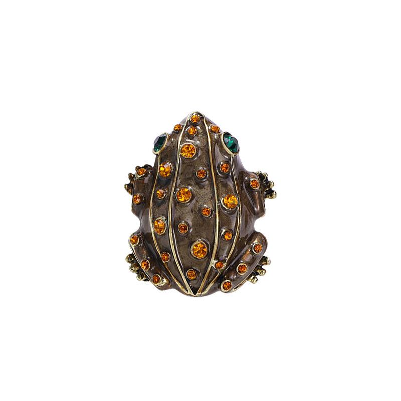 

Vintage Enamel Inlaid Diamond Brooch, Clothing Accessories One Size коричневый