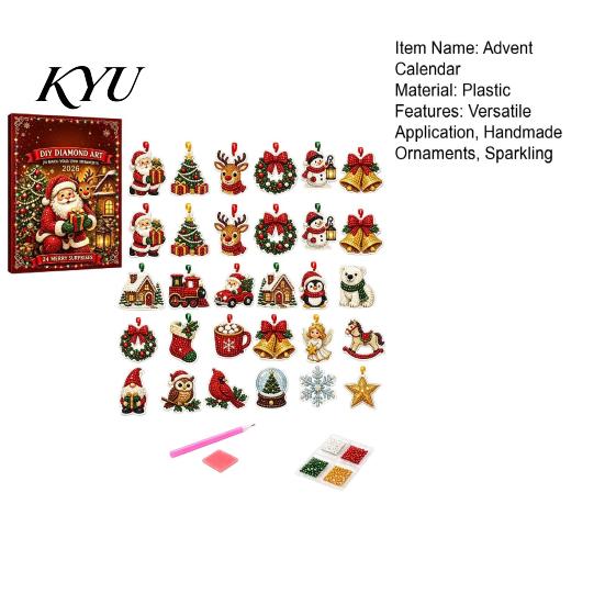 Creative Christmas Gift for Teachers Ornament Advent Calendar, Faux Diamond Art DIY Kit, Interactive Holiday Children Sparkling Hanging Ornaments Tree