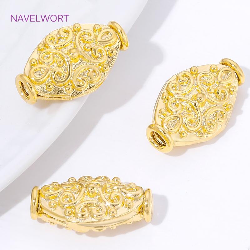 18K Gold Plated Oval Loose Beads Spacer Beads For Jewelry Accessories,Separator For Beads,DIY Bracelet Making Supplies