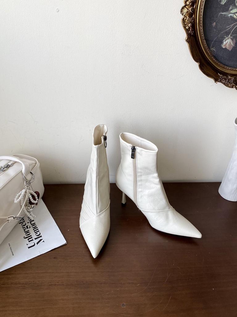 High-heeled women's short boots 2025 autumn and winter new European and American Internet celebrities thin boots pointed thin heels fashion small ba