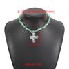 Tooxika Irregular Crushed Stone Necklace Western Cowboy Style Natural Stone Turquoise Cross Necklace
