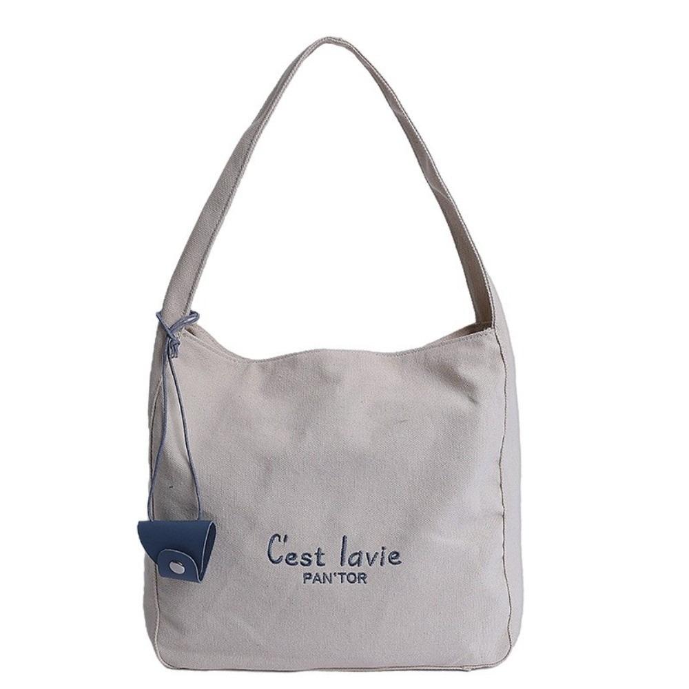 

Canvas Letter Shoulder Bag Versatile Women s Armpit Bag Trendy Student Tote Bag Ladies бежевый
