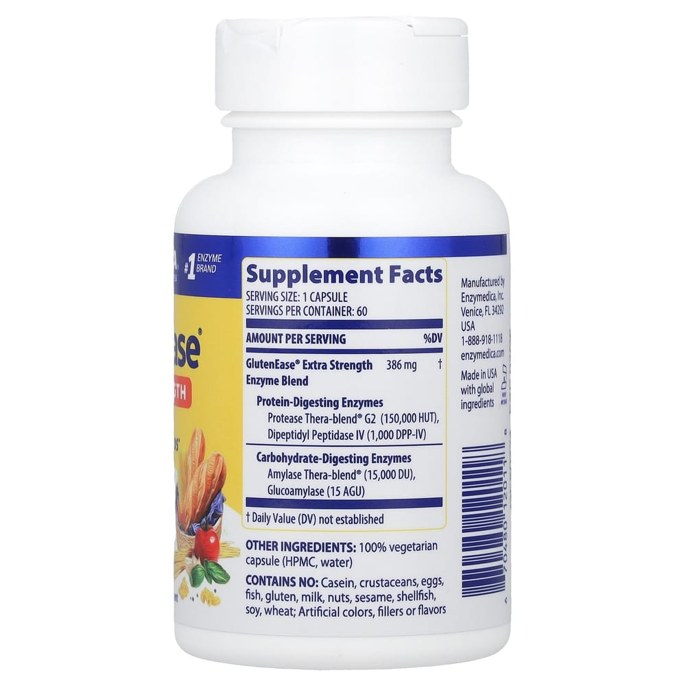 Enzymedica GlutenEase Extra Strength Capsules, 60 Counts