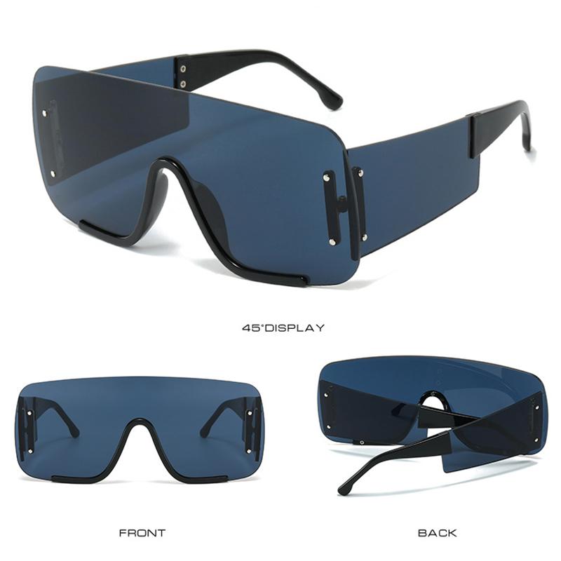 Luxury Brand Designer Half Frame Sunglasses Women For Men Trendy Punk Oversized Flat Top Sun Glasses Vintage Shades