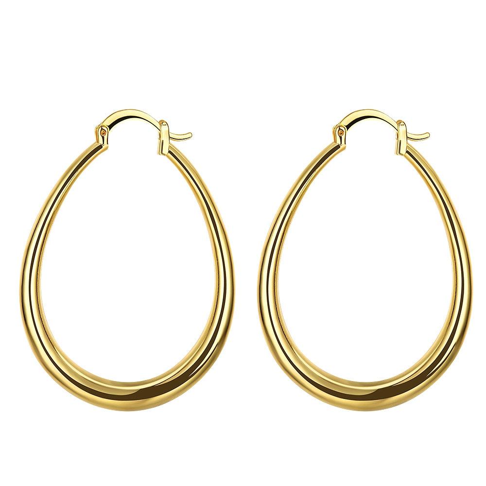 925 Silver gold plated 4.4cm oval earrings for women Fashion Party Wedding Accessories Jewelry Christmas Gifts