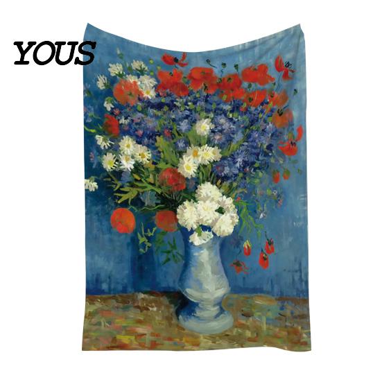 Pre-treated Blanket Oil Painting Nap Blanket, Soft Warmth Double-Sided Flannel, Digital Cozy Warm Flannel Print Shrink-Resistant Machine