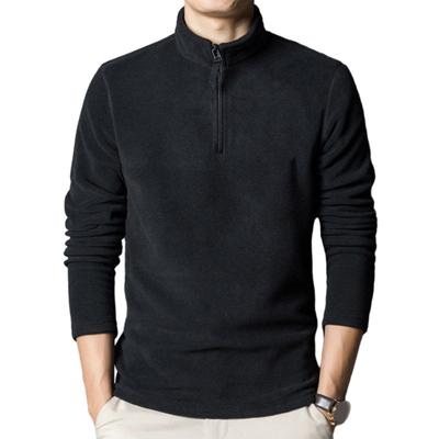 Herren-Sweatshirt für Herbst und Winter, Reißverschluss, Stehkragen, lange Ärmel, dickes Polar-Fleece, einfarbig, langärmelig, Nackenschutz, mittellang, weich, lässig