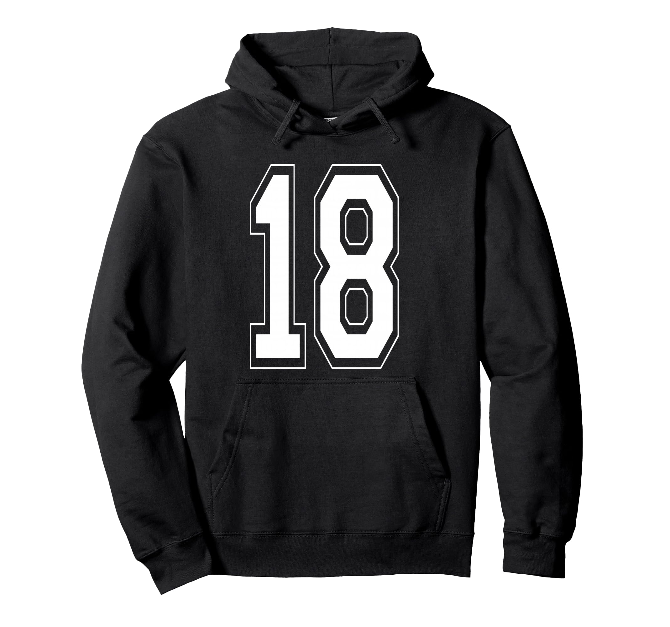 

Number 18 Varsity Style Bold Sports Birthday Jersey Hoodie