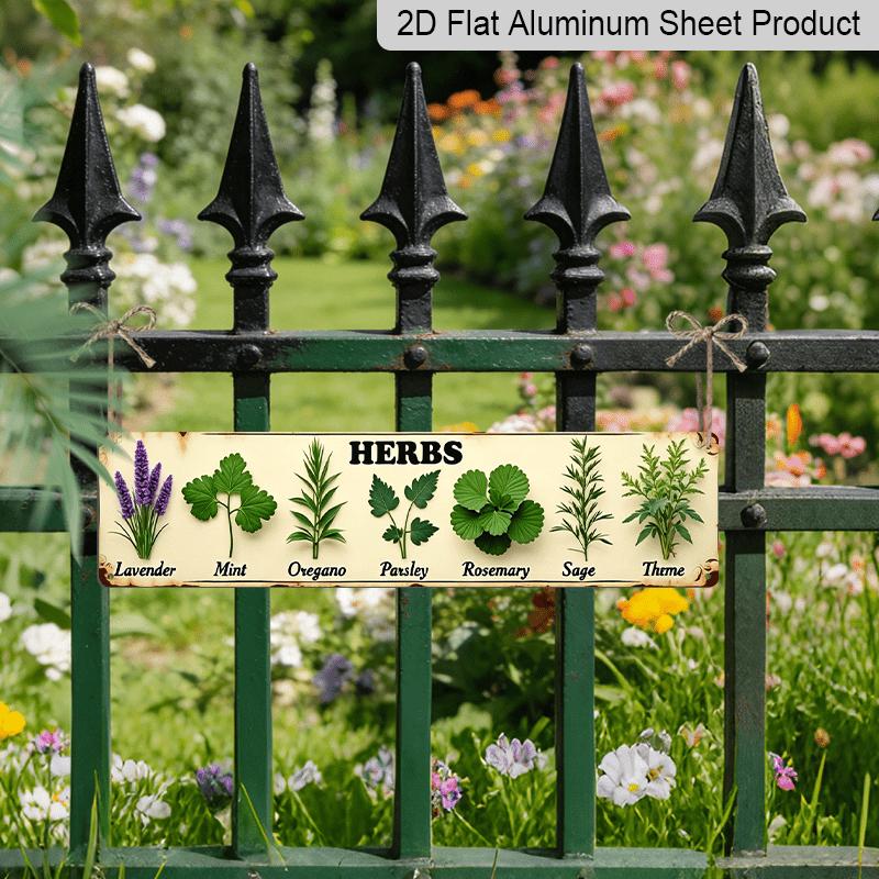 2D Flat 1pc Aluminium Decorative Sign - Featuring Herbs, Perfect for Vintage Wall Decoration in The Kitchen, Dining Area, or Entryway. Ideal for