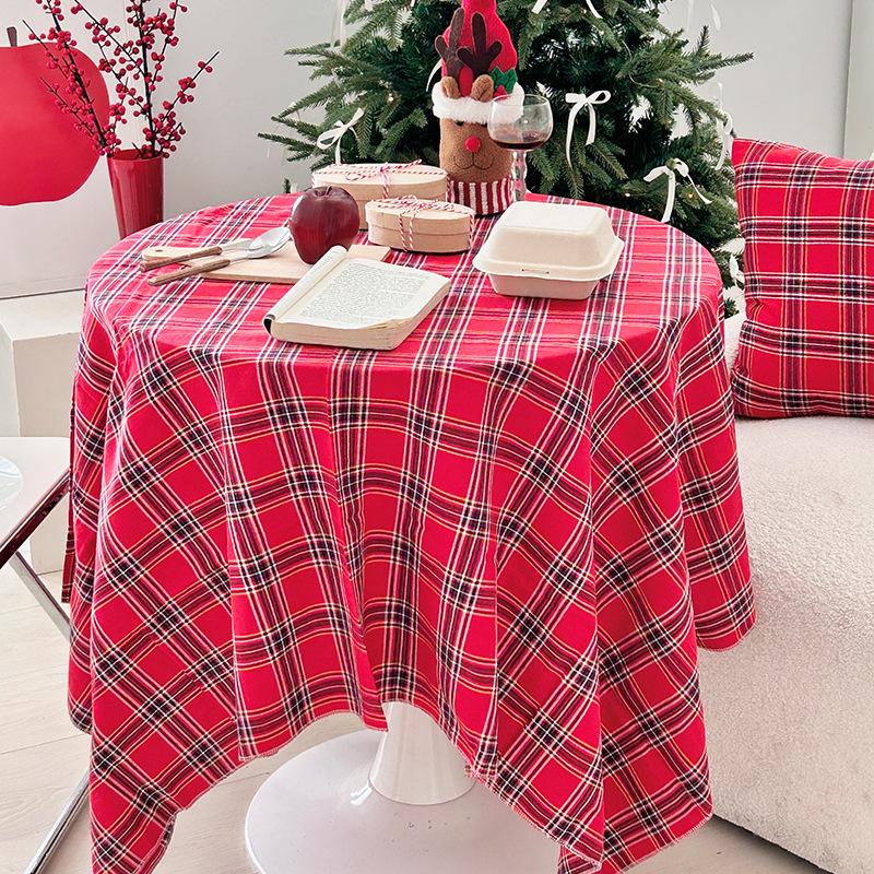 

Christmas Tablecloth Retro Plaid Style Dining Table Covers Xmas Table Cloth New Year 2026 Supplies Photo Prop Tablemat Home Deco 50x70cm красный