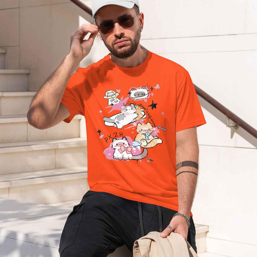 2026 New Cute Summer Crew Neck Short Sleeve Tee Versatile Loose Couple Top Casual Graphic Printed Tshirt