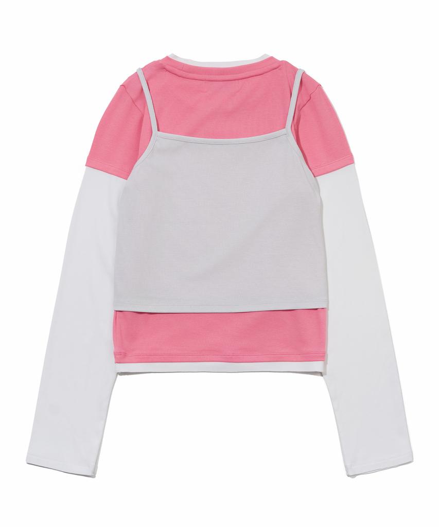 YOUHEE 3 Layered Long Sleeve T-Shirts_Pink