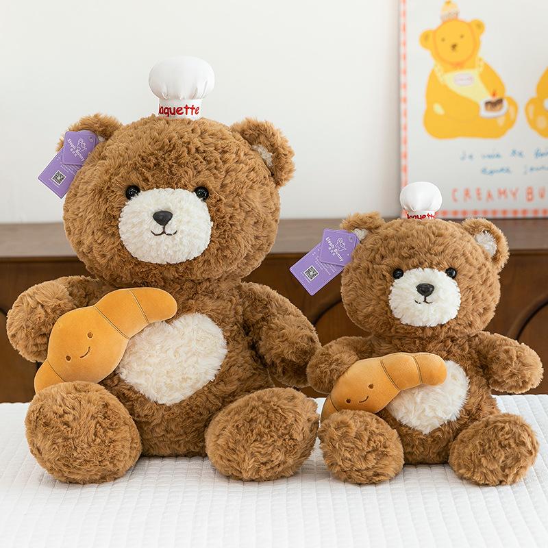 New Bread Bear Series Plush Toys Cake Toys Croissants Cute Bear Dolls Children's Sleeping Toys
