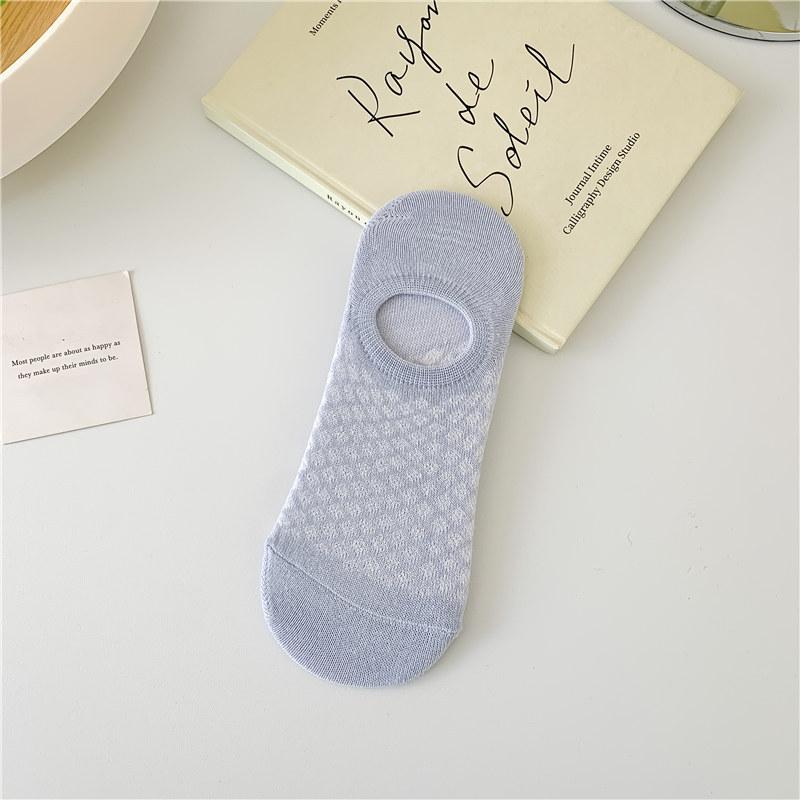 

5 пар женских носков-лодочек, летние тонкие сетчатые дышащие однотонные носки, женские нескользящие невидимые неглубокие носки для лодочек 1 pair синий