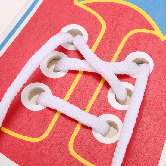Wooden Threading Lacing Shoes Training Board Kids Toddler Early Learning Toy