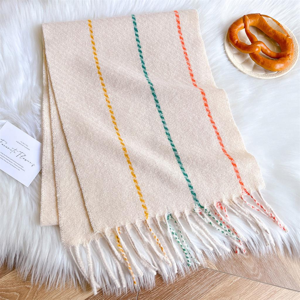Women Winter Cashmere Scarf  Stripe Pashmina Luxury Brand Shawls and Wraps Bufanda Hijab Travel Stoles Echarpe Warm Blanket