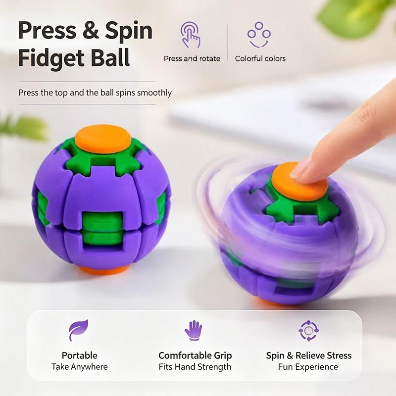 3D-gedruckter Fingerspitzen-Spin-Fidget-Ball Druckklick-Verformungsspielzeug Multifunktionaler sensorischer Stressabbau für Zuhause Büro Außenbereich
