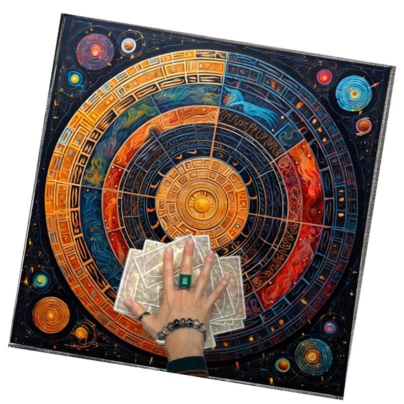 Universe Planet Pattern Tarots Card Tablecloth Altars Cloth Altars Cloth Divinations Card Table Cloth Tapestry Easy Use