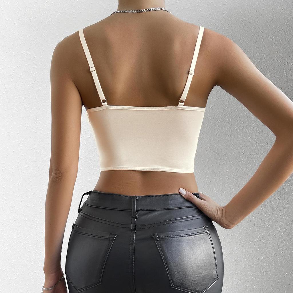 Sexy Lace Underwire Diamond Fishbone Crop Top - See-Through Bodycon Tank for Women