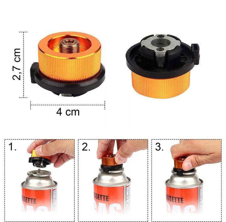 Kuchenka Gazowa Polowa Turystyczna Przenośna + Adapter + Gaz Kartusz 400Ml