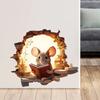 1PC Creative Wall Sticker Mouse Cave Pattern Self-Adhesive Wall Stickers Bedroom Entryway Living Room Porch Home Decoration Wall Stickers