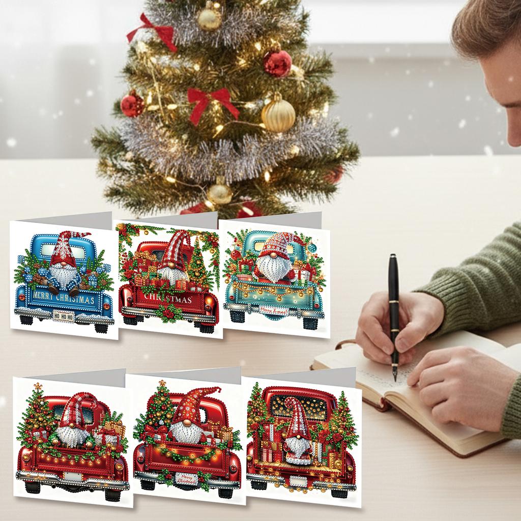 6pcs Xmas Pattern DIY Diamond Painting Greeting Card Set with Envelope Diamond Art Greeting Cards Congratulations Cards & Gifts
