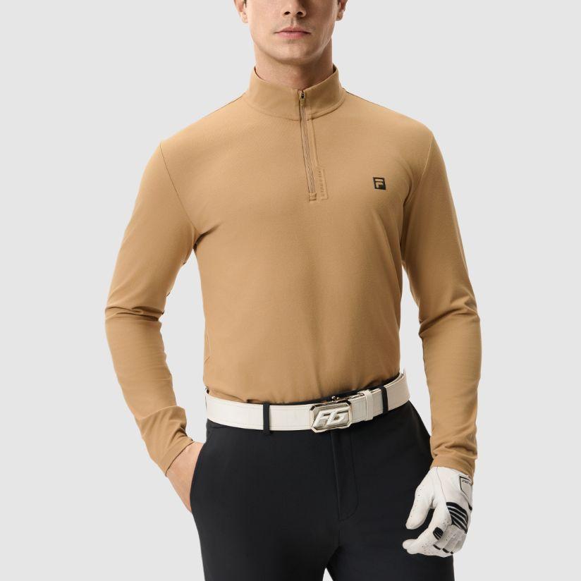 Fila Fleece Soft Stretch Long Sleeve T-Shirt Men Tops Orange-Yellow A11M515205F-BG