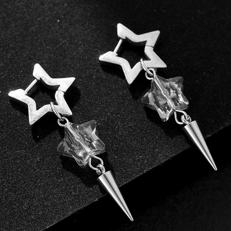 Punk Unique Attractive Star Cone Pendant Earrings Women's Universal  Trend Party Jewelry Accessories Gifts Daily Wear
