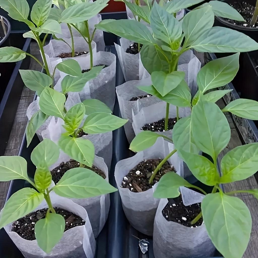 100 Seedling Pots - Non-Woven Fabric Planting Bags For Seed Sprouting, Home Gardening Supplies