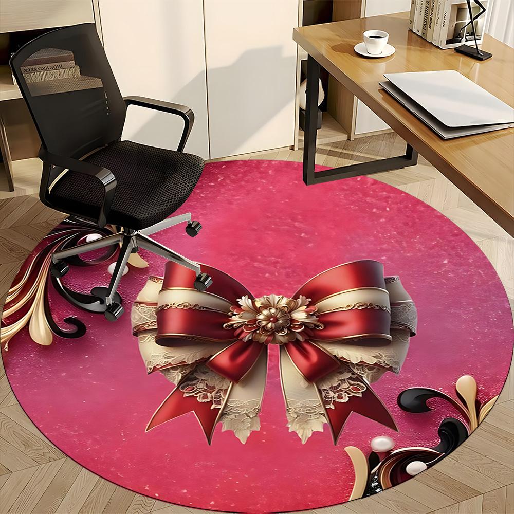 1pc Bow Decorative Chair Carpet for Office, Indoor Non Slip Washable Polyester Fiber Carpet,