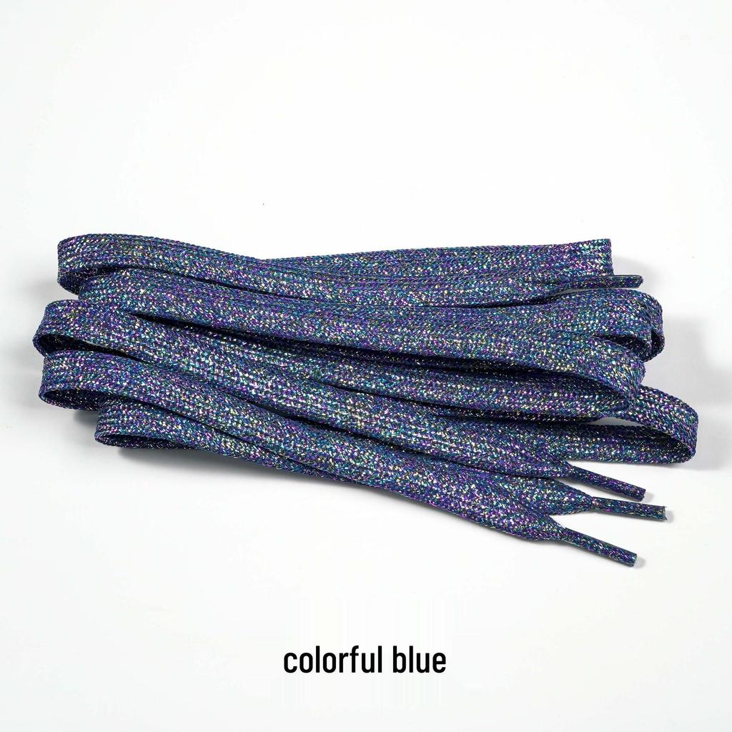 Pearlescent Gold & Silver Thread Shoelaces: Vibrant Double-Layer Flat Cords for Board, Sports, and Dance Shoes
