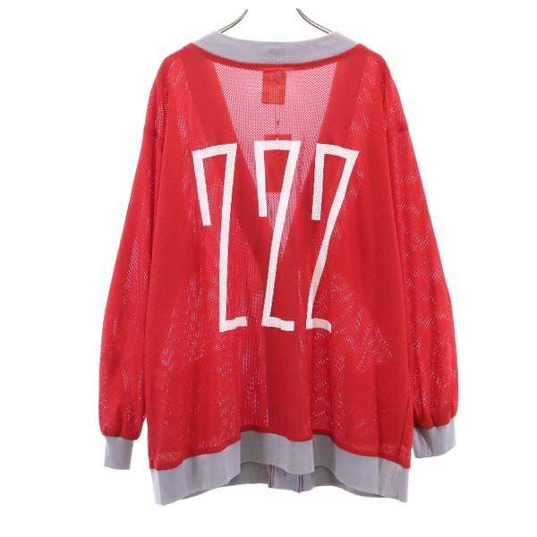 unused VAST222 19ss made in Japan Long sleeve mesh cardigan 2 red x gray Men's Used