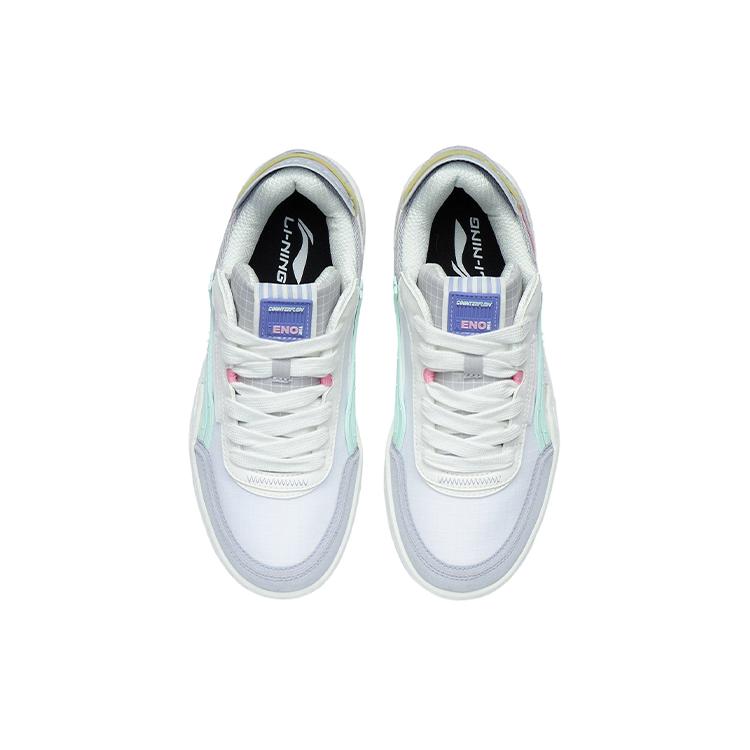 Li Ning CF Tracing Textile, Synthetic Leather Non Slip Lightweight Low Top Skateboard Shoes Women's Blue White AGCR300-1