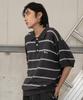 GLACK Gnt016 Mobster Striped Collar Knit (Charcoal Gray)