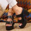 Summer Women High Heel Sandals Platform Fashion Simple Slippers Women Buckle with High Heels Open-toe Heeled Ladies Slides Shoes