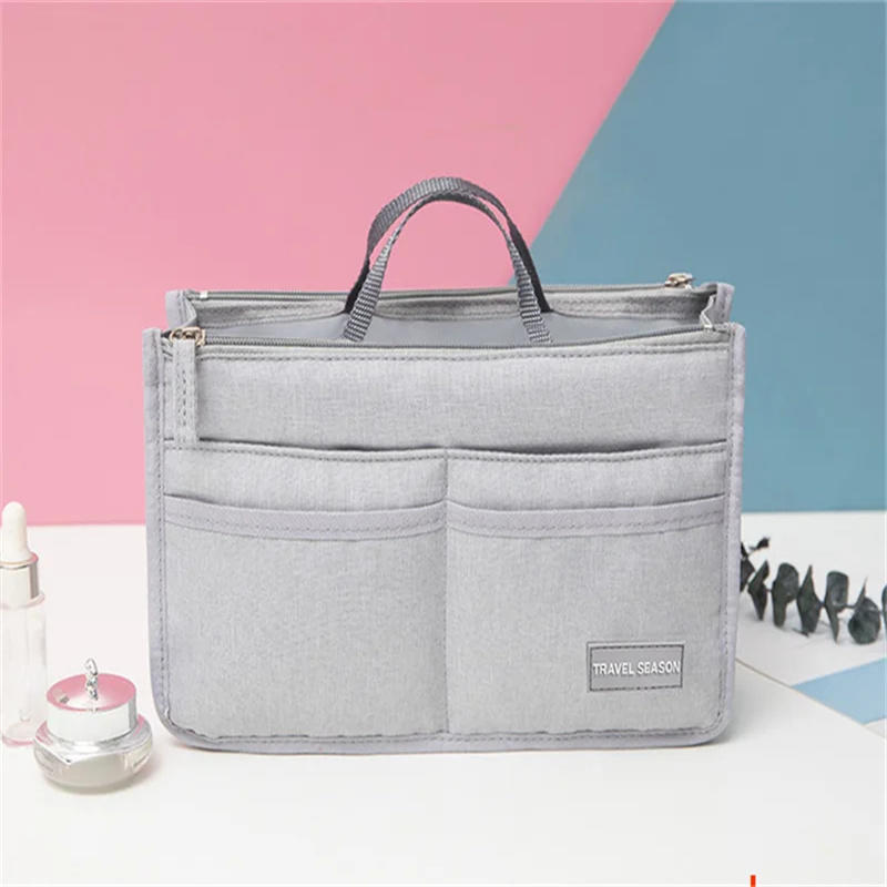 Fashion Travel Tote Bag Shaper Insert with Handles Large Capacity Purse Organizer Liner Bag Multifunctional Cosmetic Bag
