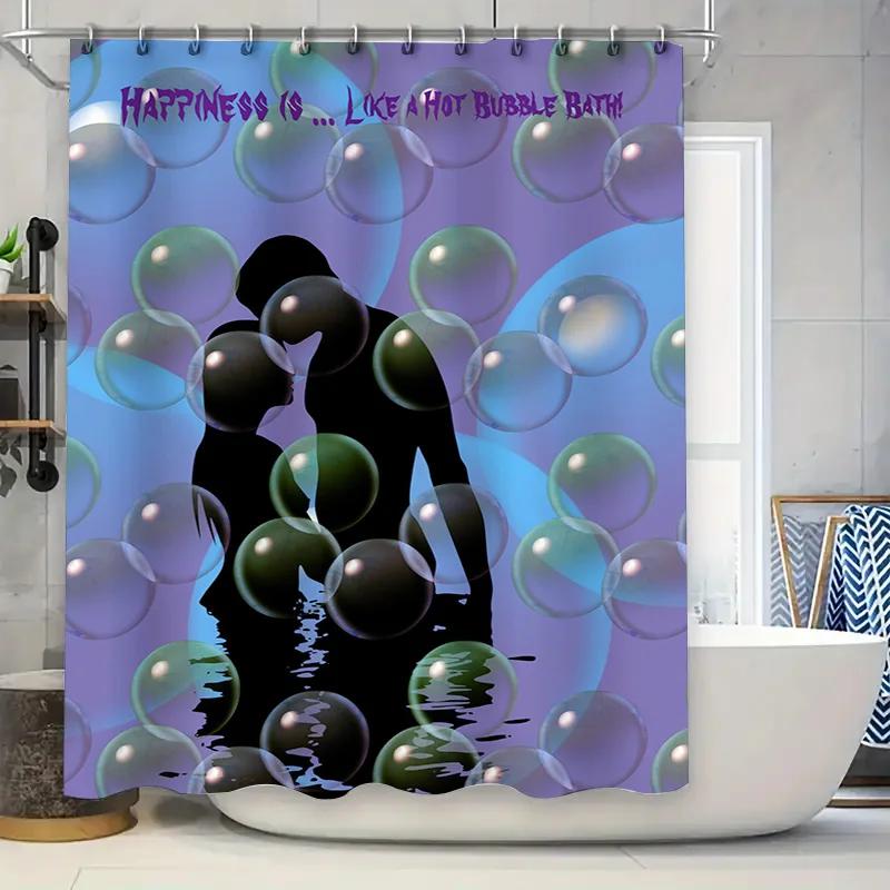 

Shiny Marble Shower Curtain with Soft Pink Yellow Print Modern Bathroom Decor for Home Decoration (White Tub) W90XH180cm