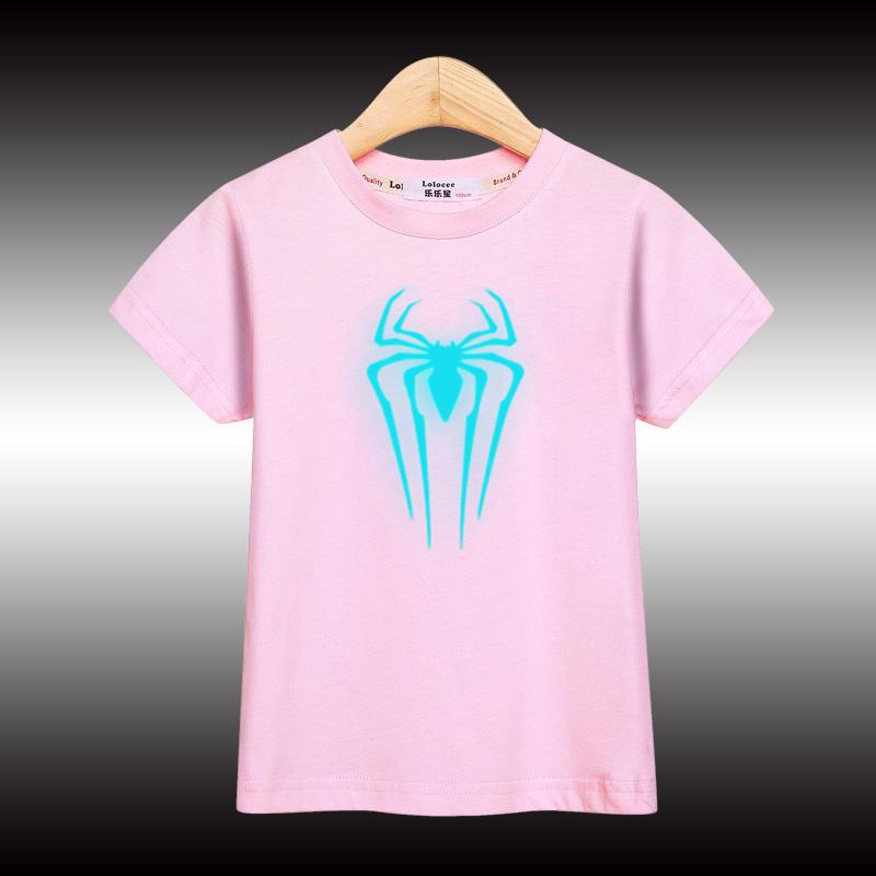 Boys' Summer T-shirt Nightglow Spider Design Top Children's Short Sleeved T-shirt