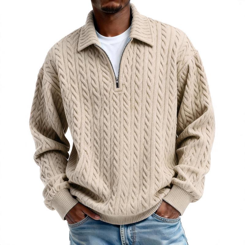 Half Zipper Sweatshirt Men Spring Autumn Turn Down Collar Pullover Hoodie Loose Casual Pull On Sweatshirts