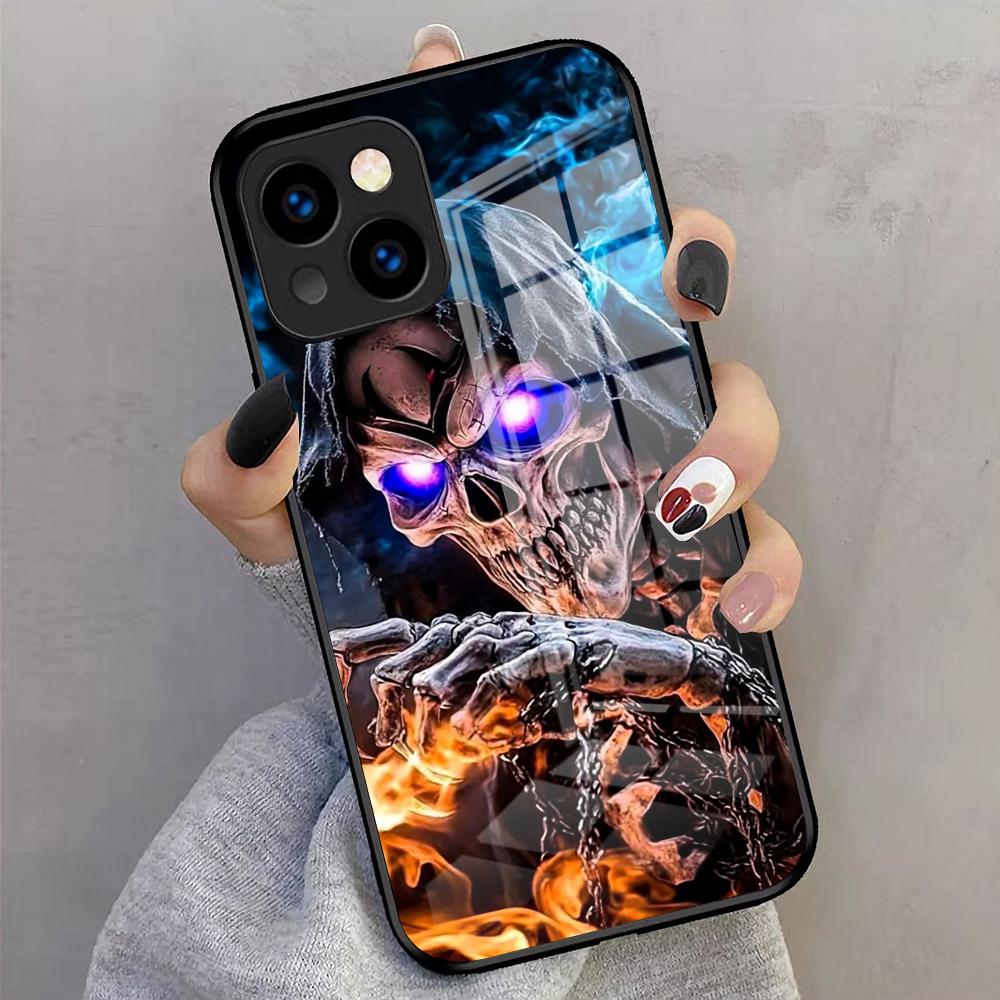 S-Skull S-Skeleton Grim Reaper Phone Case For IPhone 17 Pro Max 16 15 14 Pro Max 13 11 X Xs Xr 8 7Plus Glass Cover