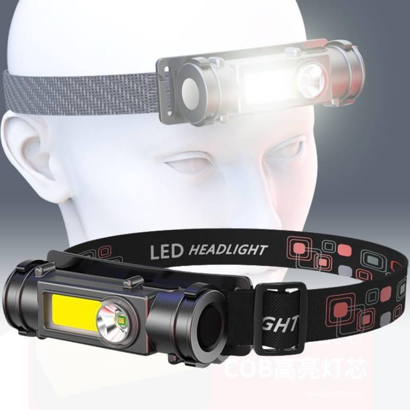 Headlight Strong Dual Light Source Flashlight Cob Outdoor Fishing Hiking Camping