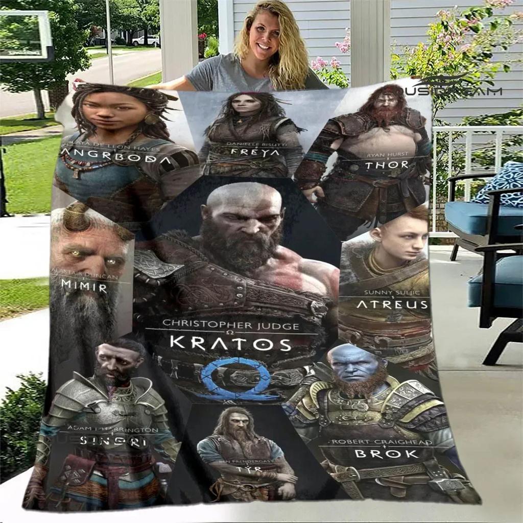 Game God of War Printed Blanket Picnic Blanket Warm Flannel Blankets Home Bed Linings Blankets for Beds Birthday Gift