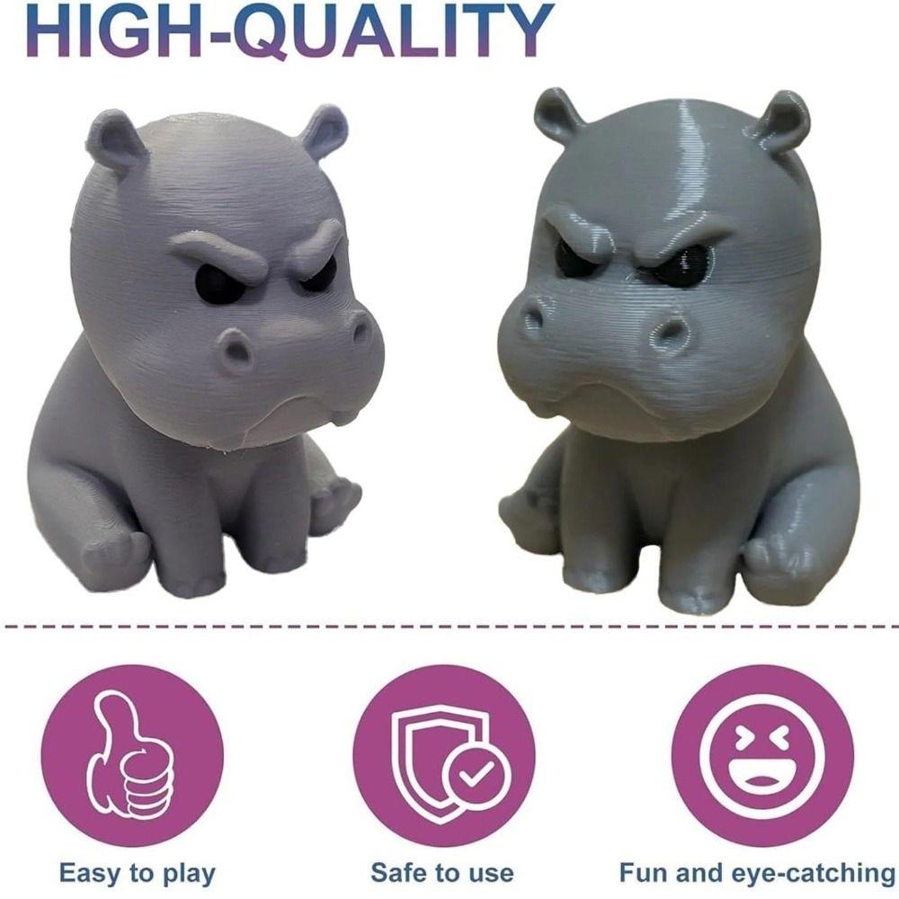 Flexible Miniature Hippo Decoration Gradient Color Angry Little hippo Easter Ornaments