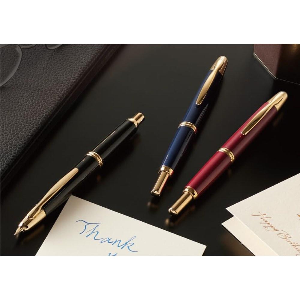 Capless Fountain Pen, Fine Nib, Black Mica Finish