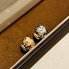 New Vintage 100% Pure 925 Sterling Silver Earrings Geometric Round Ball Wrinkled Double Color Ear Stud For Women Luxury Jewelry